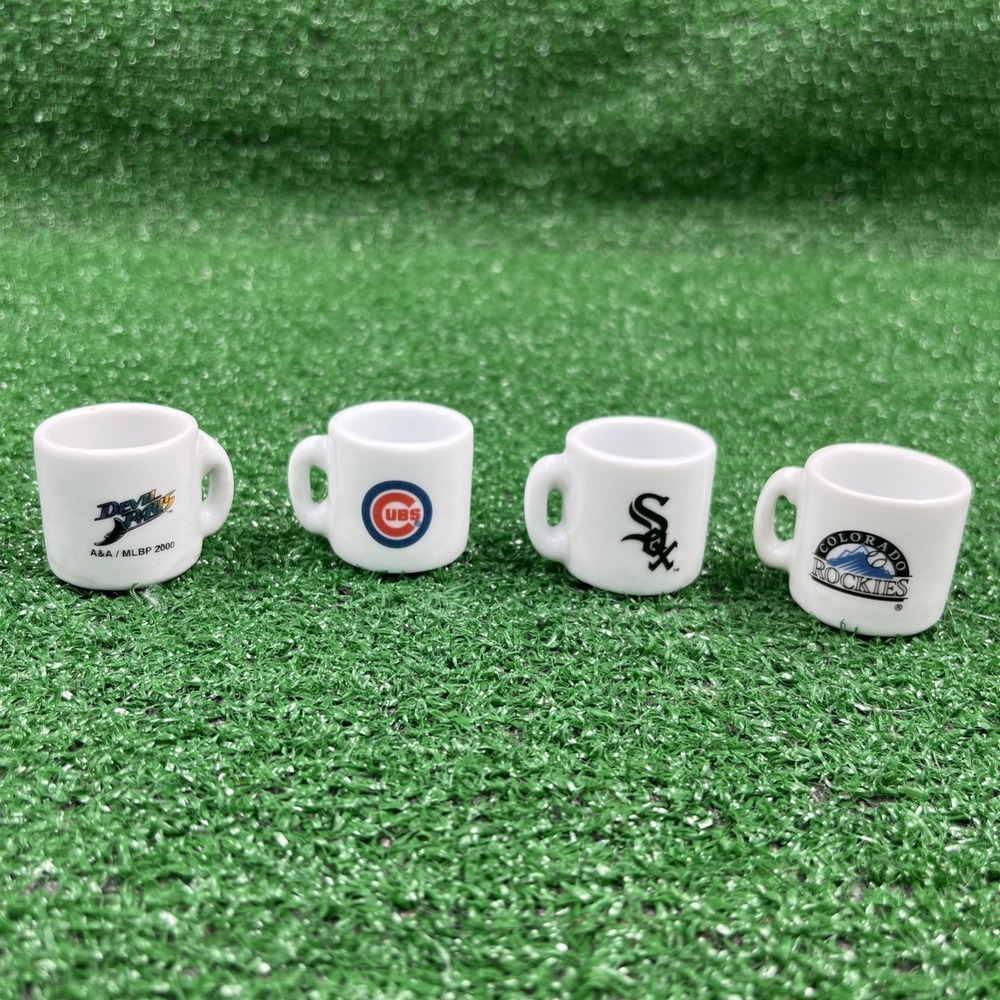 MLB Baseball Mini Mug Lot Of 4  White Sox Cubs Devil Rays Rockies